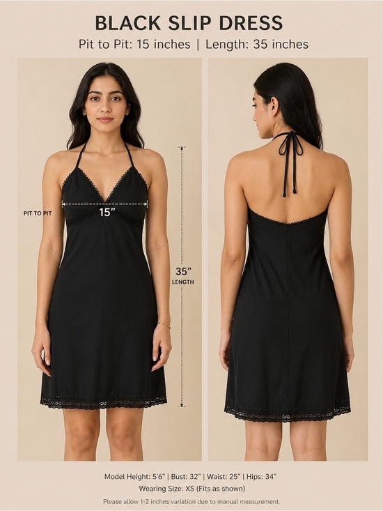 Dresses & Skirts - Poet Black Lace-Trim Slip Dress